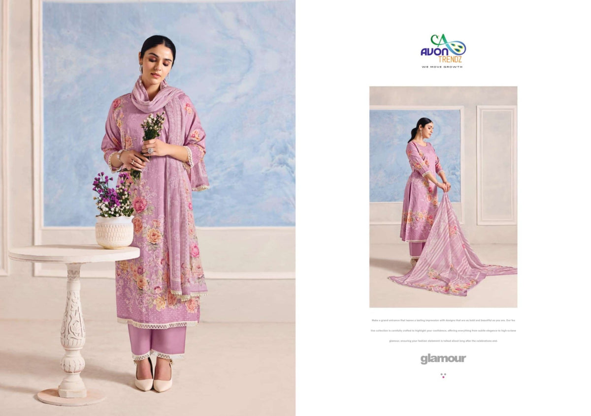 Avon Trendz Flora Premium Cotton Dress Material - Amrah Wholesale