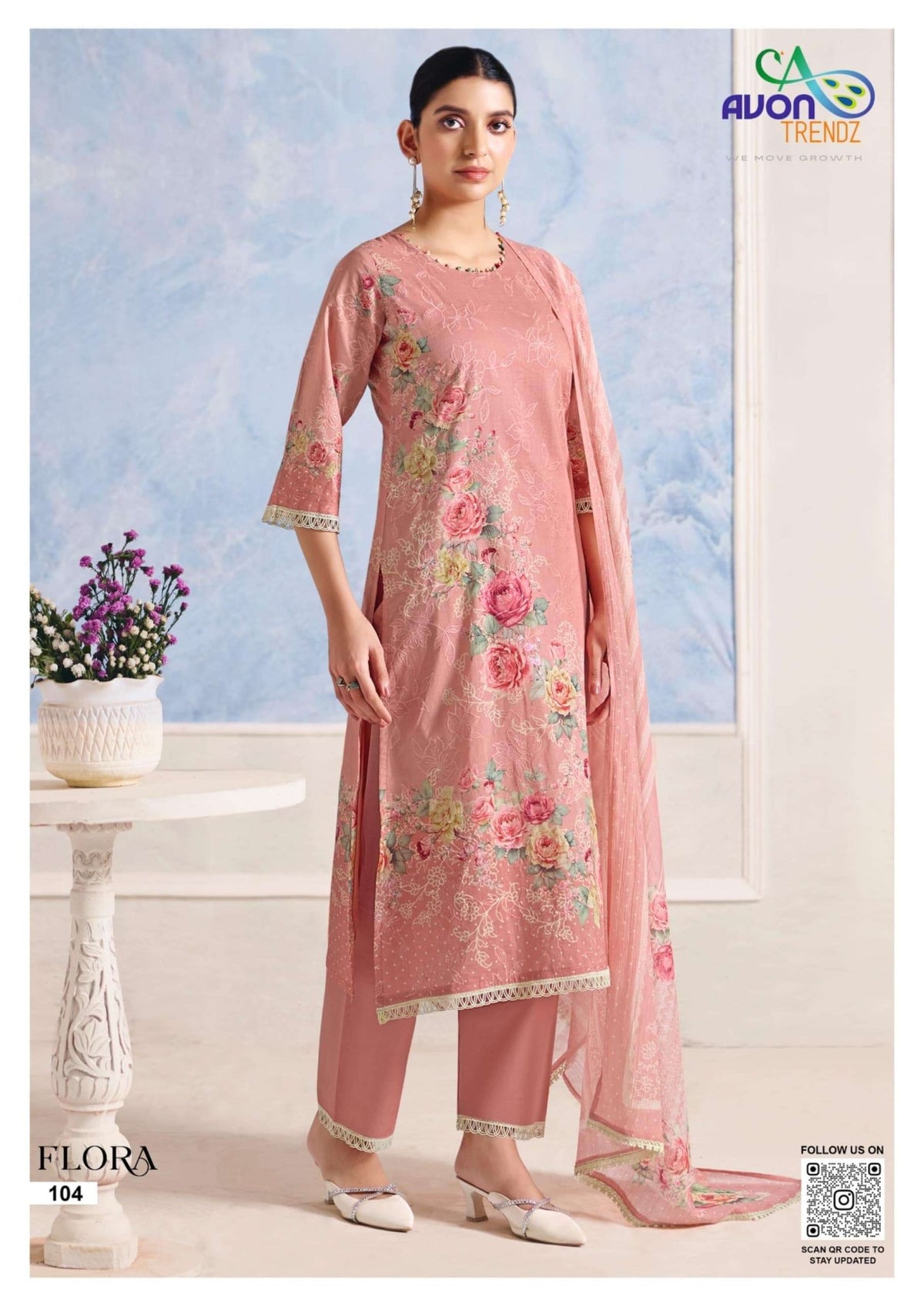 Avon Trendz Flora Premium Cotton Dress Material - Amrah Wholesale