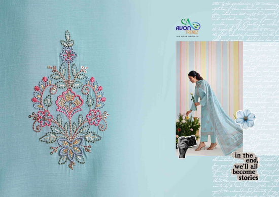 Avon Trendz Glory Embroidered Mul Mul Dress Material - Amrah Wholesale