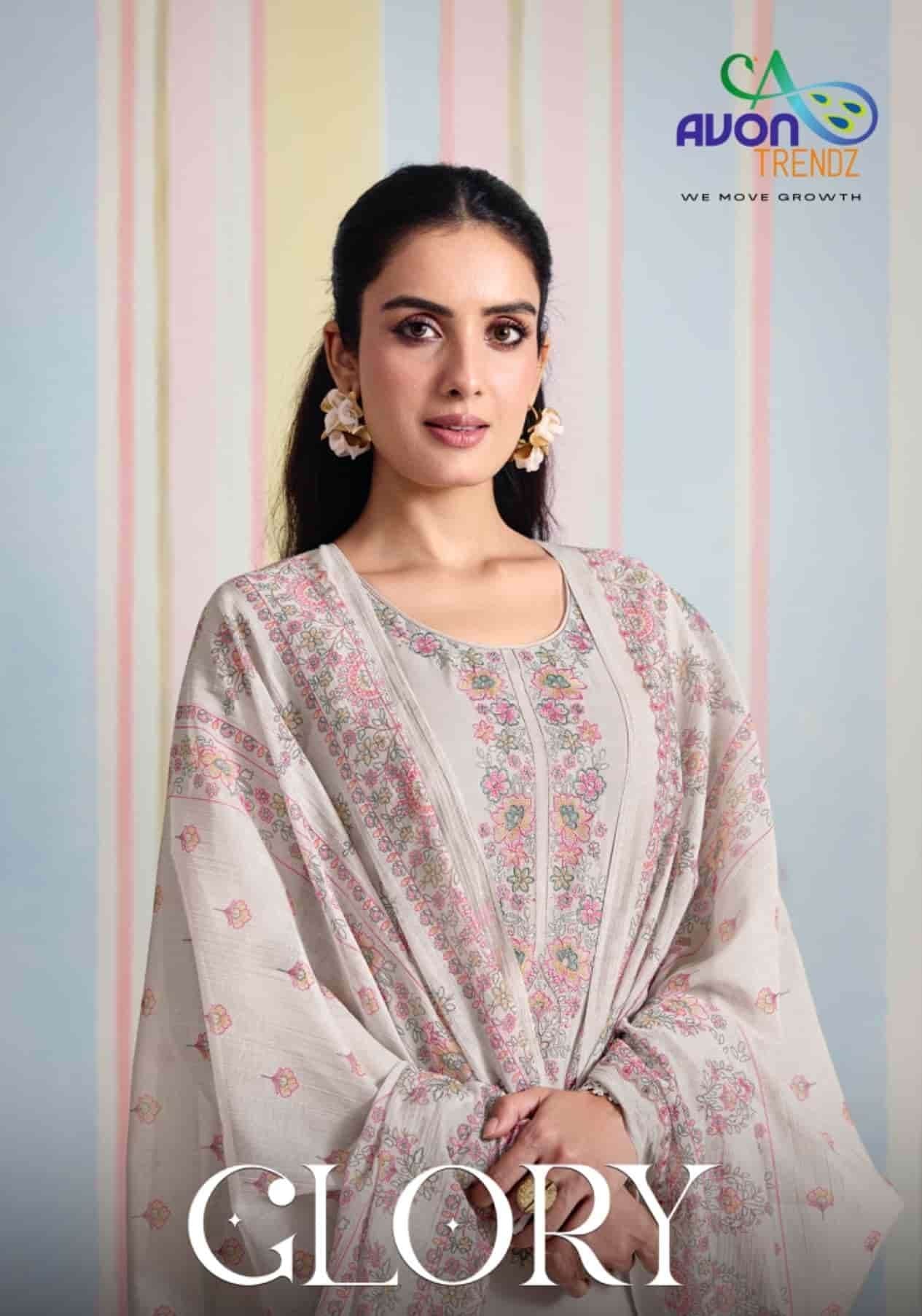 Avon Trendz Glory Embroidered Mul Mul Dress Material - Amrah Wholesale