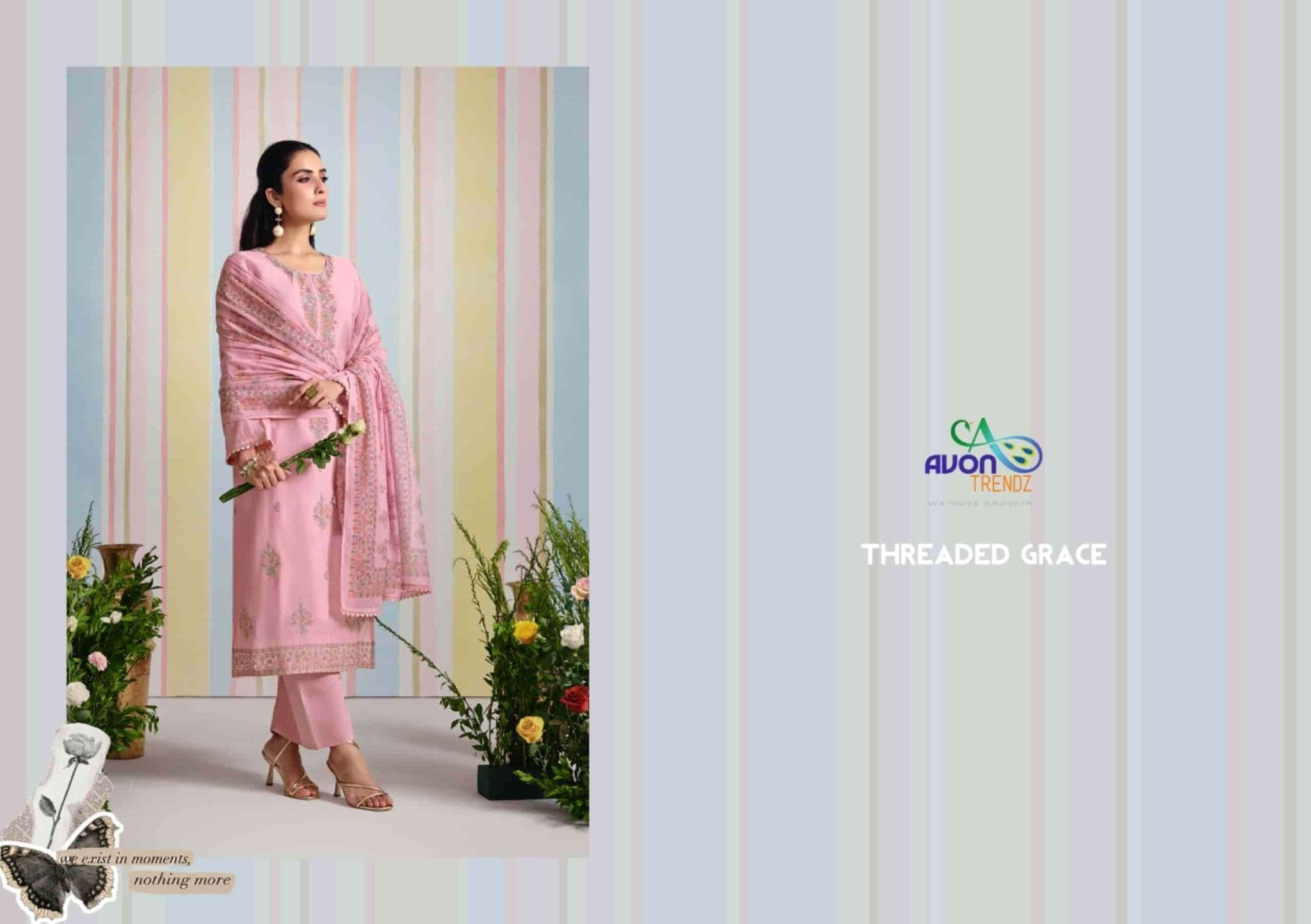 Avon Trendz Glory Embroidered Mul Mul Dress Material - Amrah Wholesale