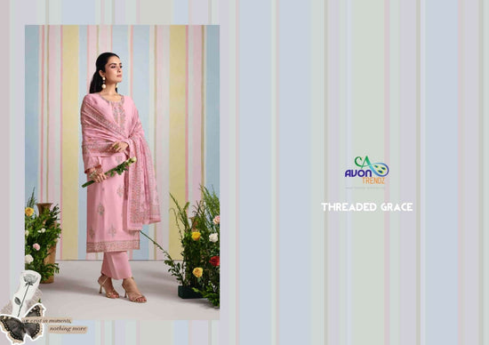 Avon Trendz Glory Embroidered Mul Mul Dress Material - Amrah Wholesale