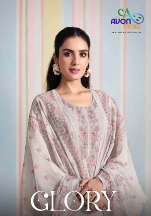 Avon Trendz Glory Embroidered Mul Mul Dress Material
