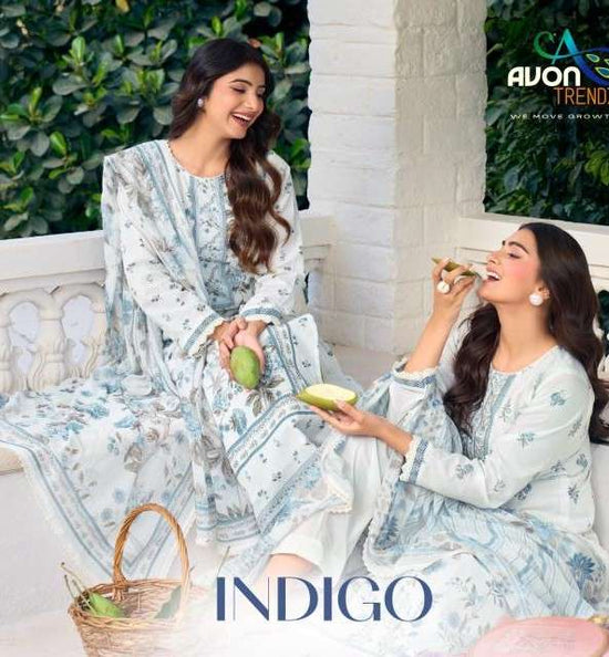Avon Trendz Indigo Superior Cotton Digital Print Dress Material