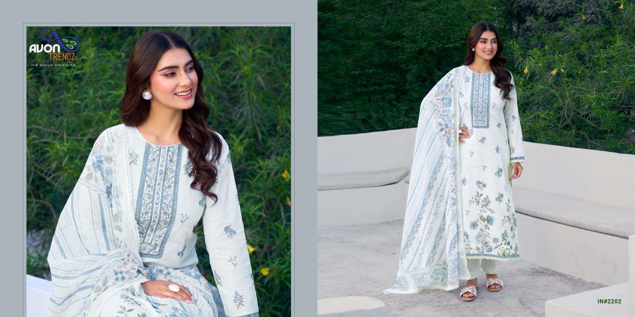 Avon Trendz Indigo Superior Cotton Digital Print Dress Material