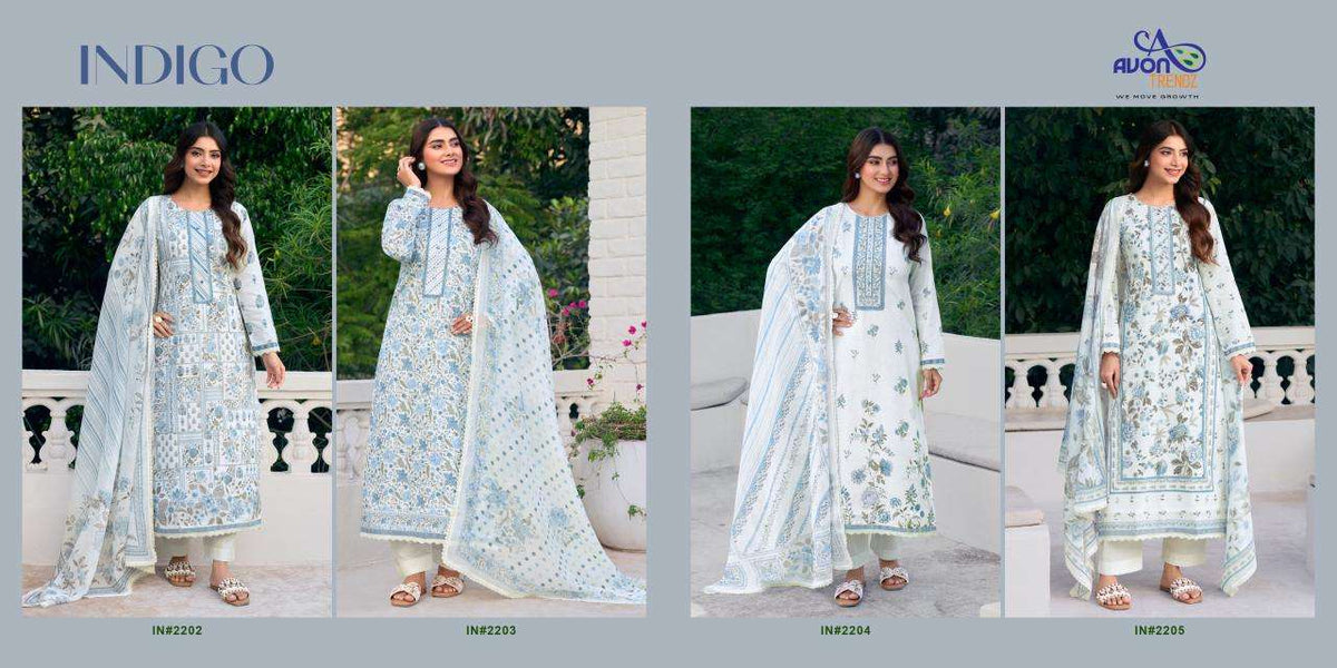 Avon Trendz Indigo Superior Cotton Digital Print Dress Material