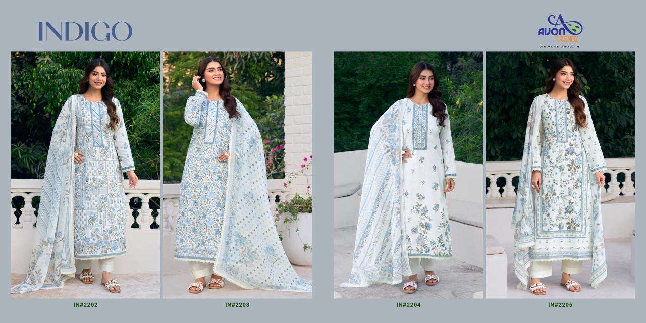 Avon Trendz Indigo Superior Cotton Digital Print Dress Material