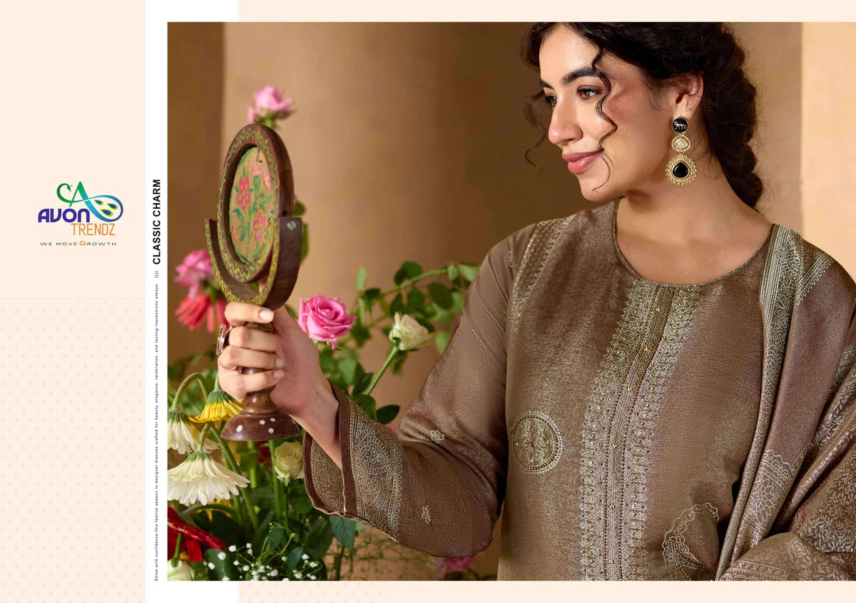 Avon Trendz Jiyara Pure Silk Jacquard Dress Material