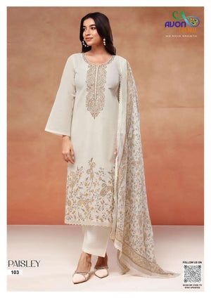Avon Trendz Paisley Linen Dress Material - Amrah Wholesale