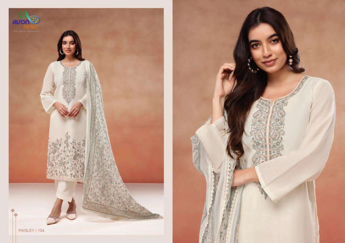 Avon Trendz Paisley Linen Dress Material - Amrah Wholesale