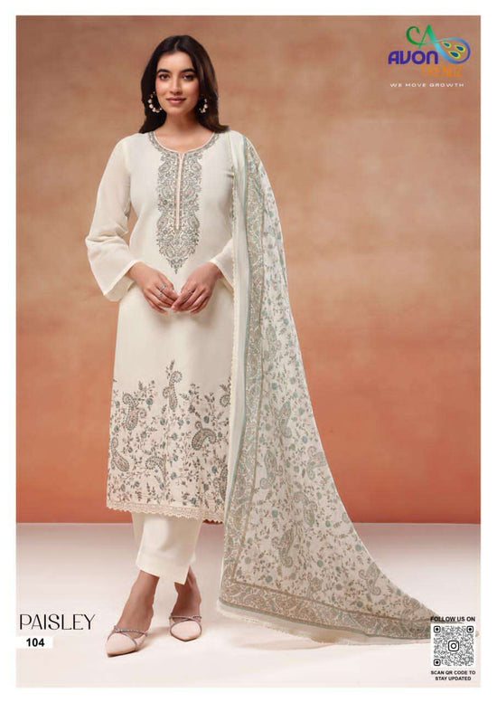 Avon Trendz Paisley Linen Dress Material - Amrah Wholesale