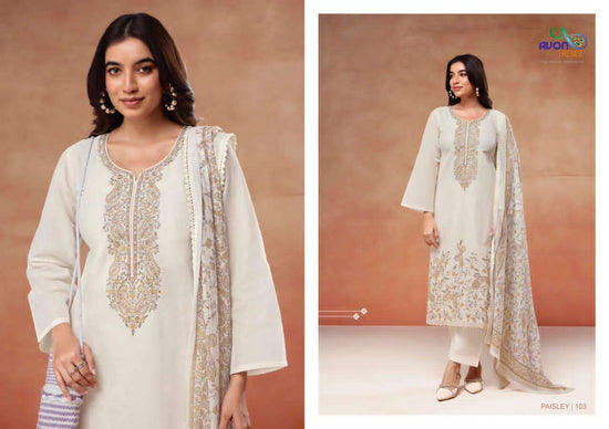 Avon Trendz Paisley Linen Dress Material - Amrah Wholesale