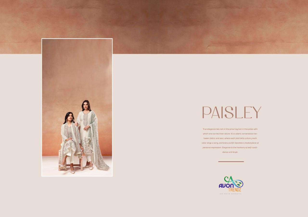 Avon Trendz Paisley Linen Dress Material - Amrah Wholesale