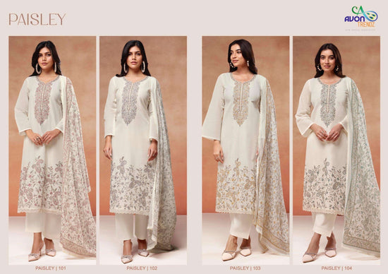 Avon Trendz Paisley Linen Dress Material - Amrah Wholesale