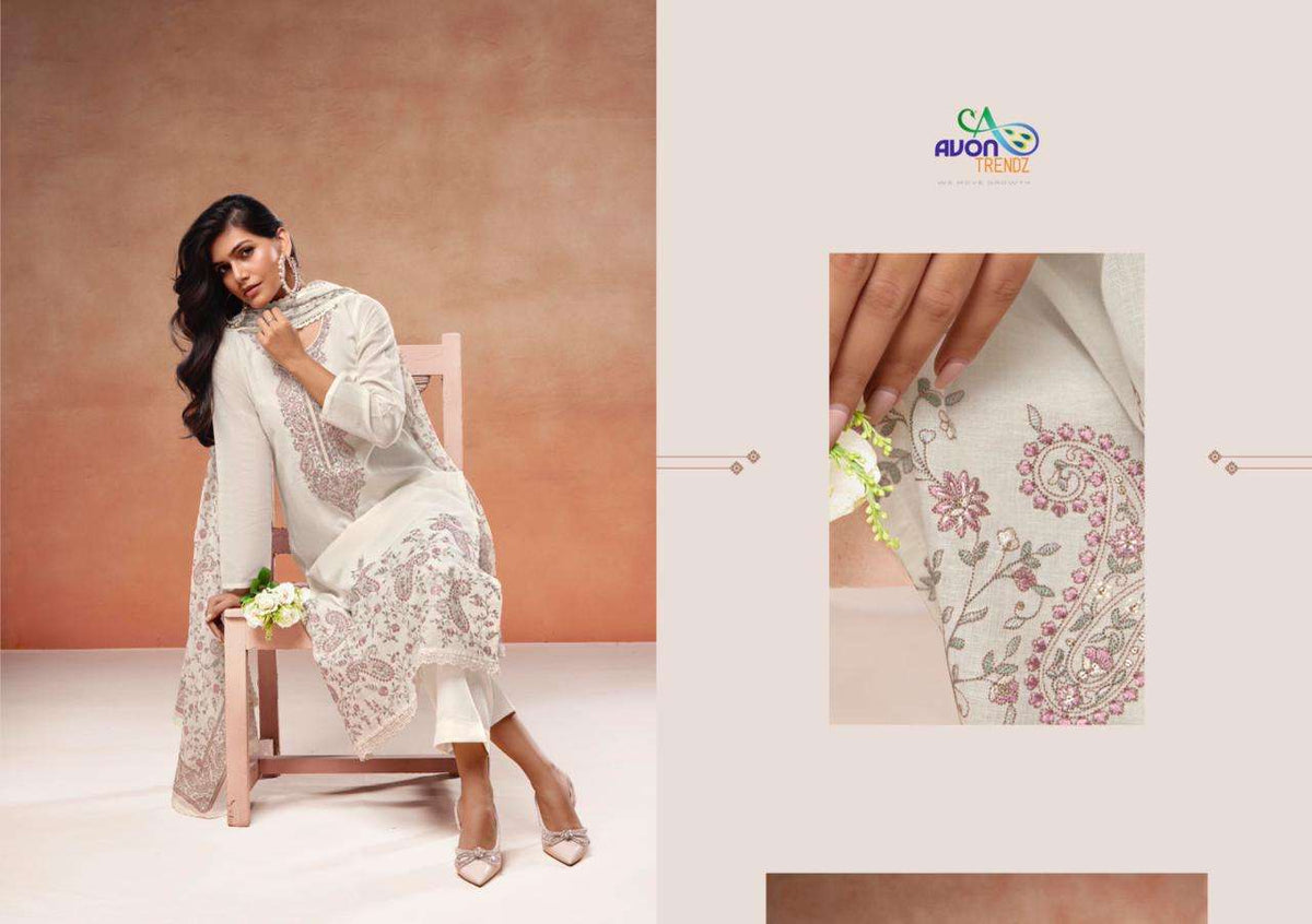 Avon Trendz Paisley Linen Dress Material - Amrah Wholesale