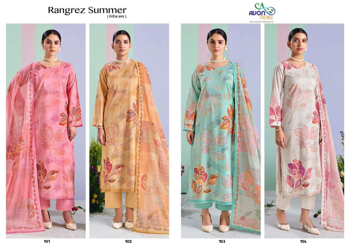 Avon Trendz Rangrez Summer Cotton Dress Material - Amrah Wholesale