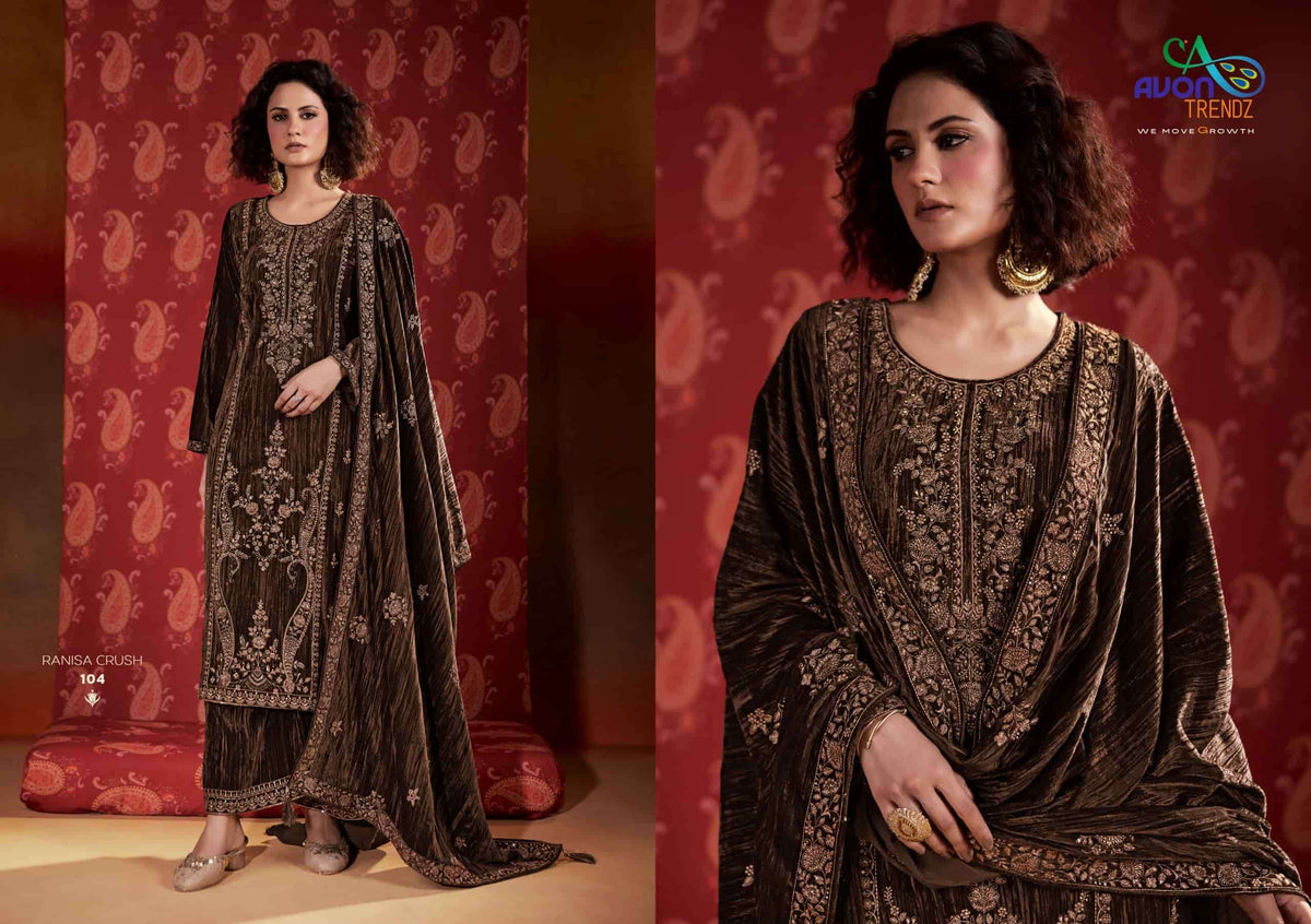 Avon Trendz Ranisa Crush Velvet Dress Material