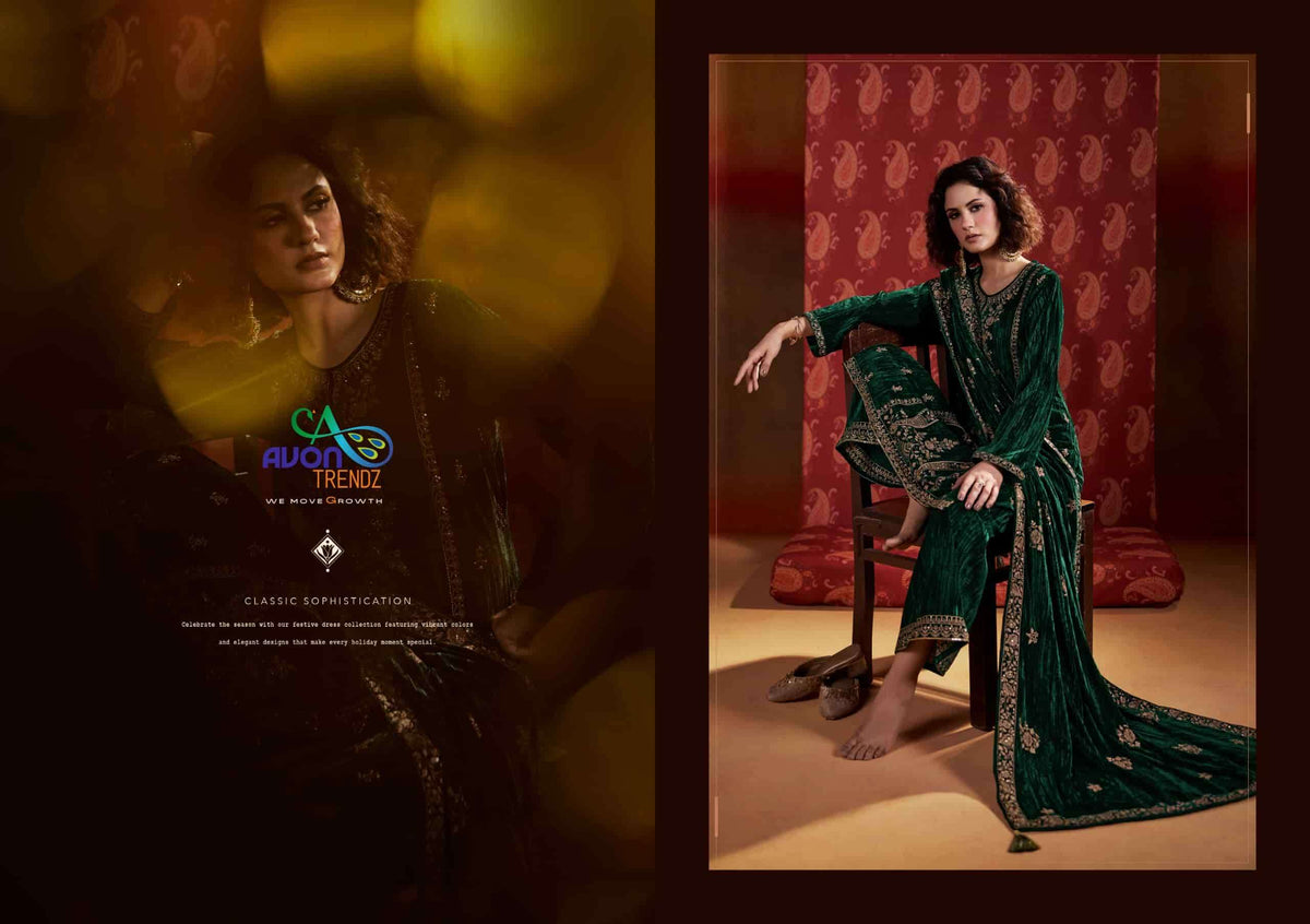 Avon Trendz Ranisa Crush Velvet Dress Material