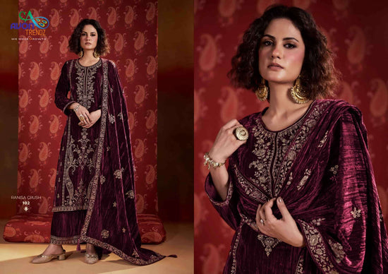 Avon Trendz Ranisa Crush Velvet Dress Material