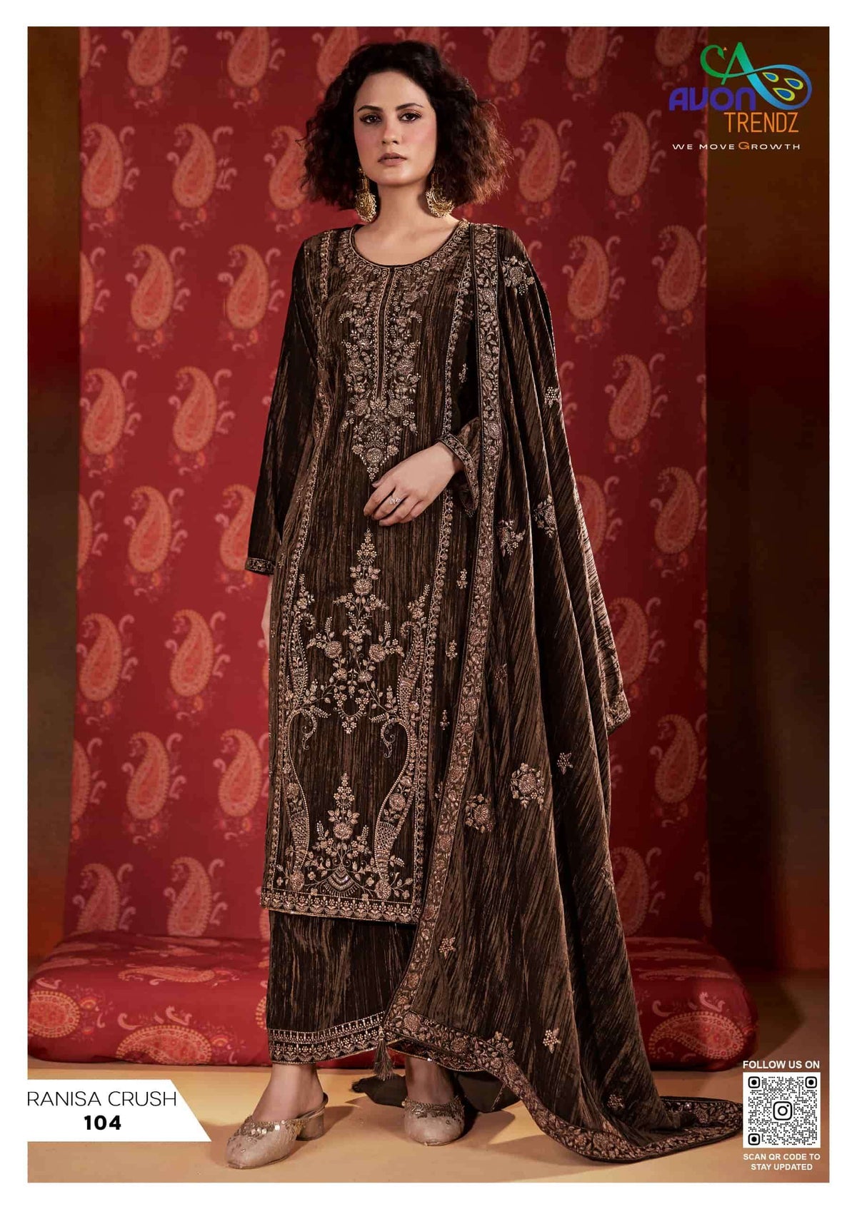 Avon Trendz Ranisa Crush Velvet Dress Material