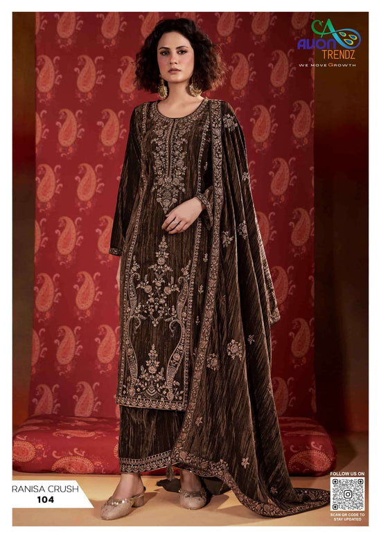 Avon Trendz Ranisa Crush Velvet Dress Material
