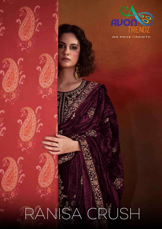 Avon Trendz Ranisa Crush Velvet Dress Material