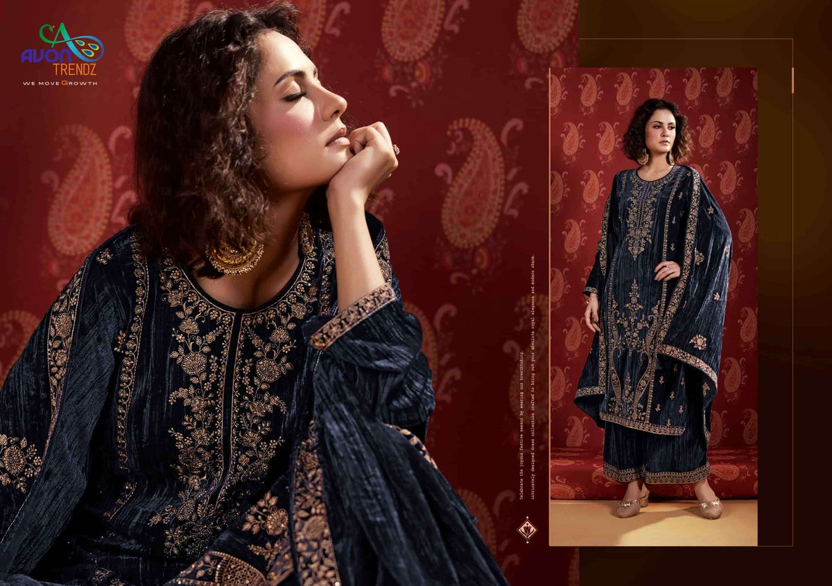 Avon Trendz Ranisa Crush Velvet Dress Material