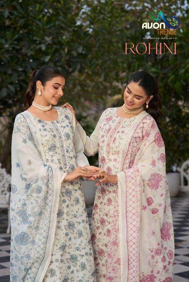 Avon Trendz Rohini Linen Embroidered Dress Material - Amrah Wholesale
