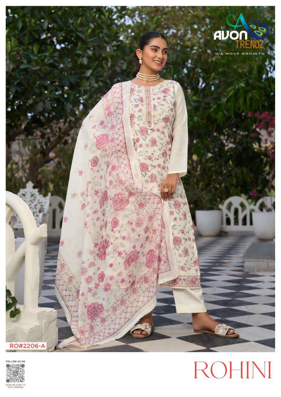Avon Trendz Rohini Linen Embroidered Dress Material - Amrah Wholesale