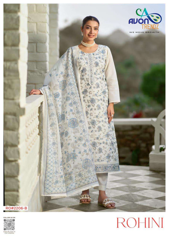 Avon Trendz Rohini Linen Embroidered Dress Material - Amrah Wholesale