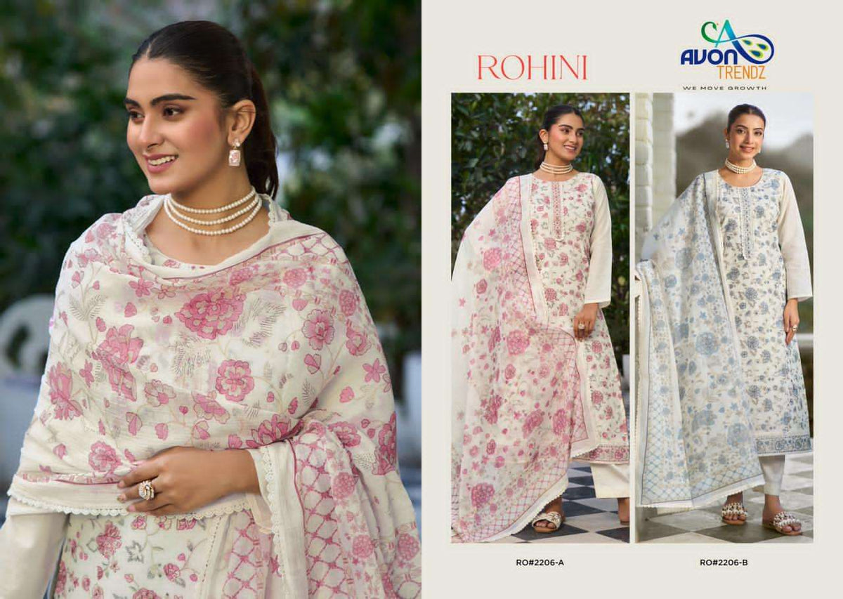 Avon Trendz Rohini Linen Embroidered Dress Material - Amrah Wholesale