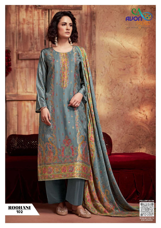 Avon Trendz Roohani Woven Swarovski Dress Material - Amrah Wholesale