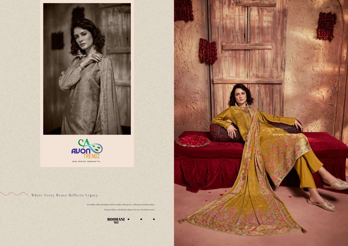 Avon Trendz Roohani Woven Swarovski Dress Material - Amrah Wholesale
