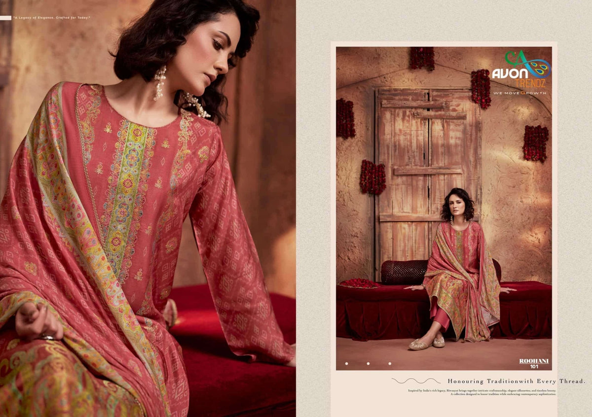 Avon Trendz Roohani Woven Swarovski Dress Material - Amrah Wholesale