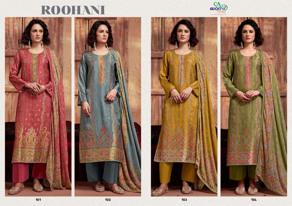 Avon Trendz Roohani Woven Swarovski Dress Material - Amrah Wholesale