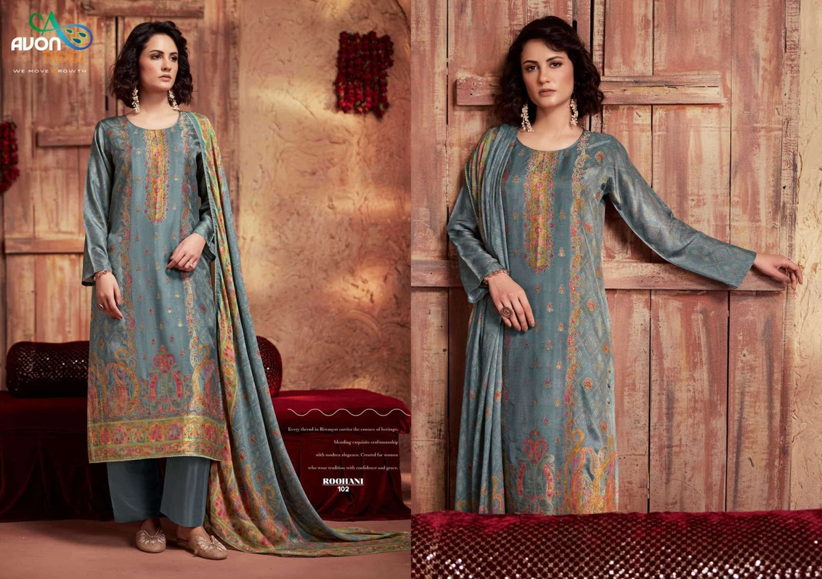 Avon Trendz Roohani Woven Swarovski Dress Material - Amrah Wholesale