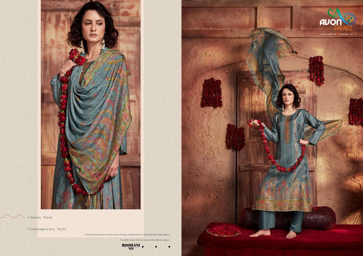 Avon Trendz Roohani Woven Swarovski Dress Material - Amrah Wholesale