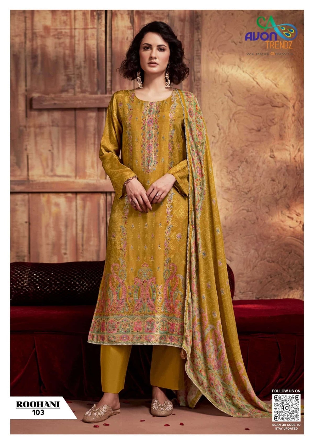 Avon Trendz Roohani Woven Swarovski Dress Material - Amrah Wholesale