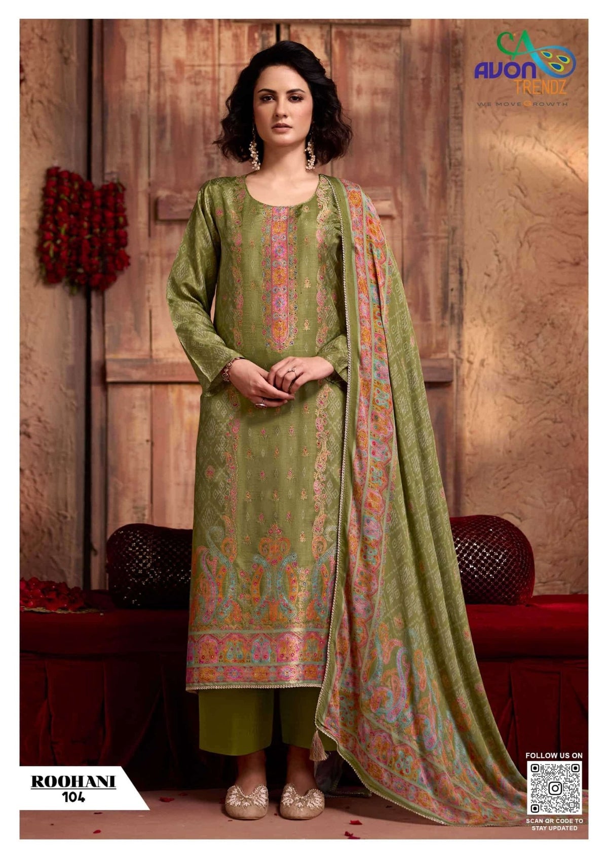 Avon Trendz Roohani Woven Swarovski Dress Material - Amrah Wholesale