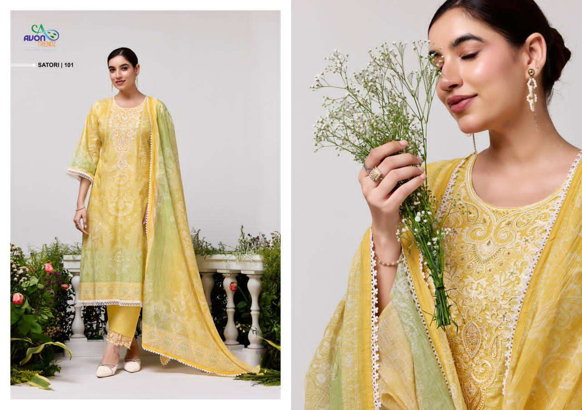 Avon Trendz Satori Cotton Dress Material - Amrah Wholesale