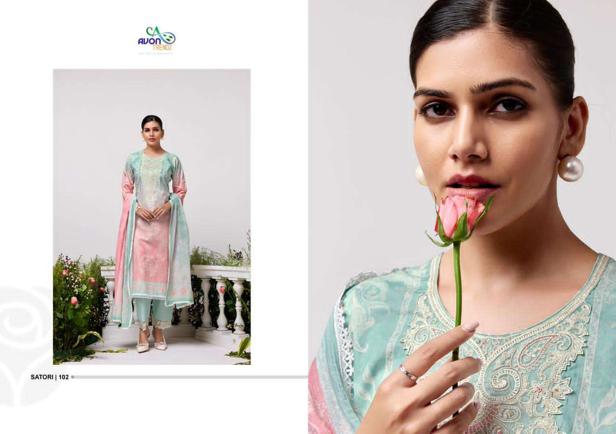 Avon Trendz Satori Cotton Dress Material - Amrah Wholesale