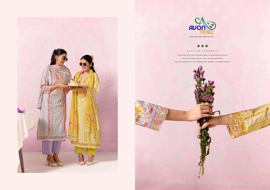 Avon Trendz Sunflower Cotton Lawn Dress Material - Amrah Wholesale