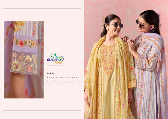 Avon Trendz Sunflower Cotton Lawn Dress Material - Amrah Wholesale