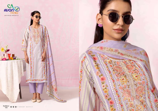 Avon Trendz Sunflower Cotton Lawn Dress Material - Amrah Wholesale