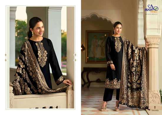 Avon Trendz Tilla Black Beauty Tilla Silk Swarovski Dress Material - Amrah Wholesale