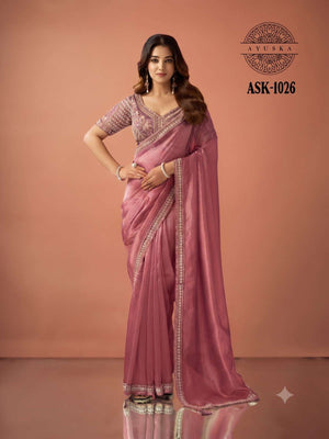 Ayushka 1026 Colors Tissue Organza Ready Wear Designer Saree - Amrah Wholesale