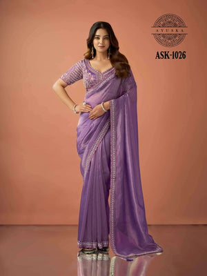 Ayushka 1026 Colors Tissue Organza Ready Wear Designer Saree - Amrah Wholesale