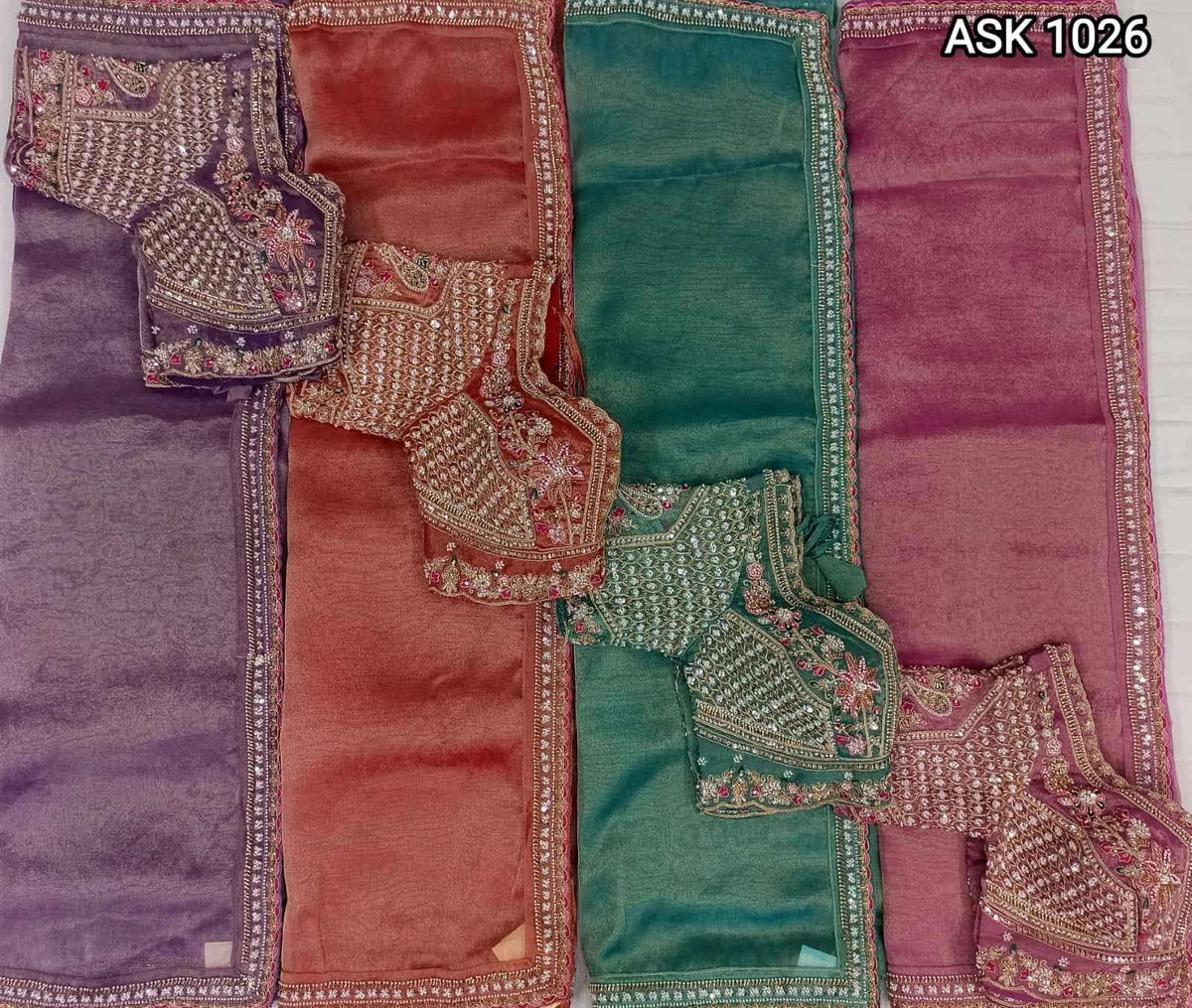 Ayushka 1026 Colors Tissue Organza Ready Wear Designer Saree - Amrah Wholesale