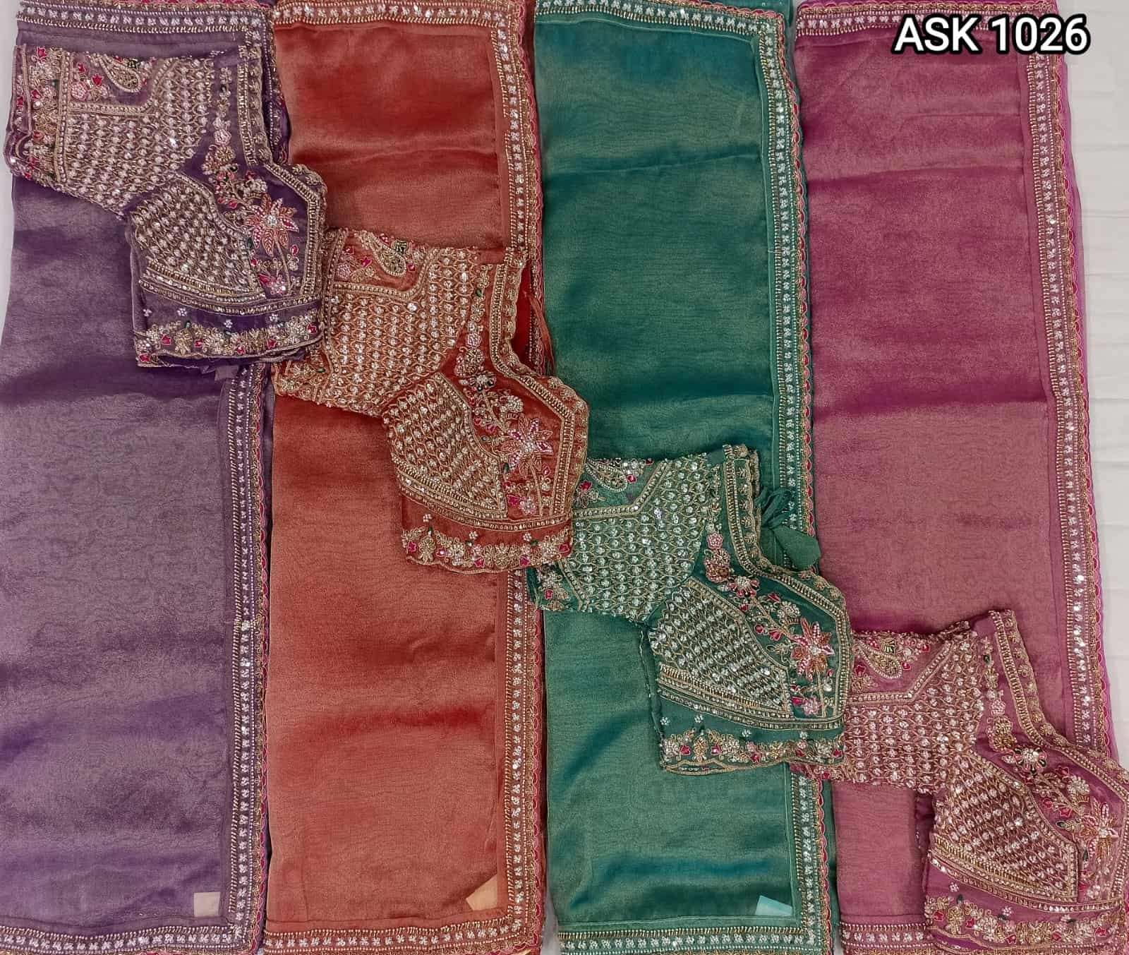 Ayushka 1026 Colors Tissue Organza Ready Wear Designer Saree