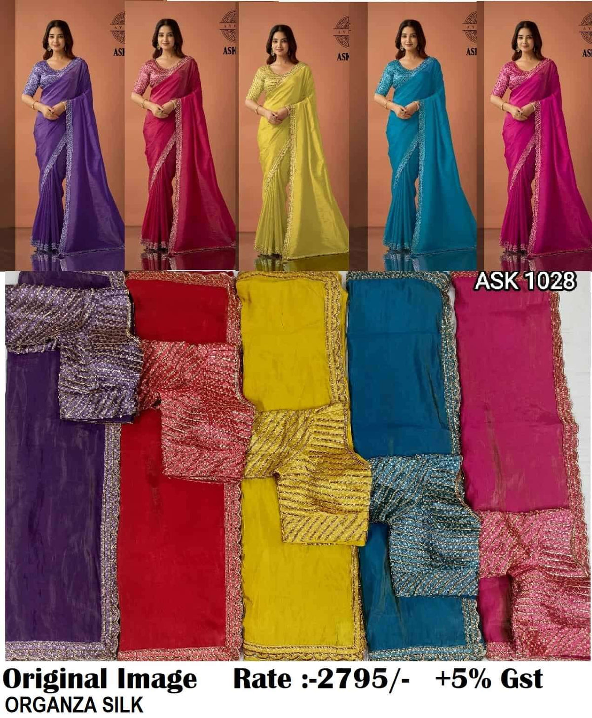 Ayushka 1028 Colors Organza Silk Party Wear Designer Saree Wholesale - Amrah Wholesale